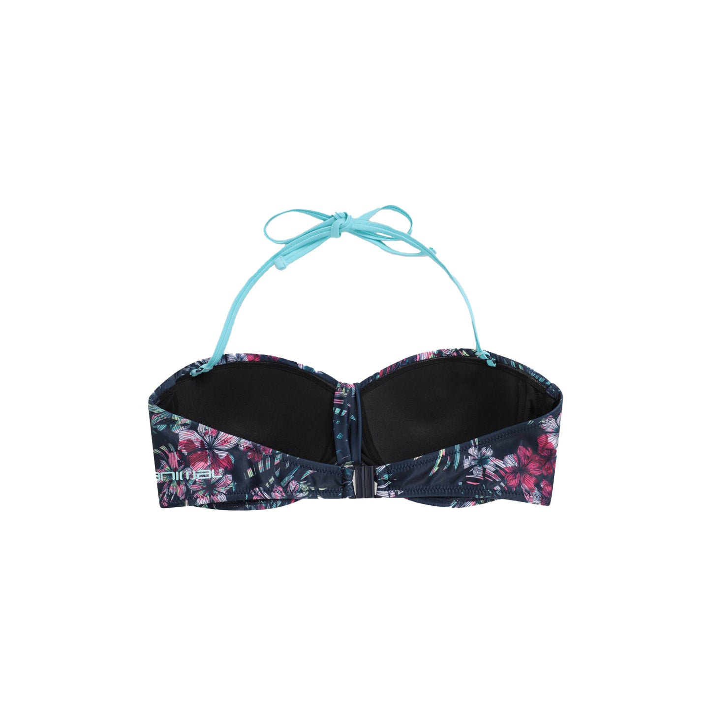 Navy - Back - Animal Womens-Ladies Docks Floral Front Tie Bikini Top