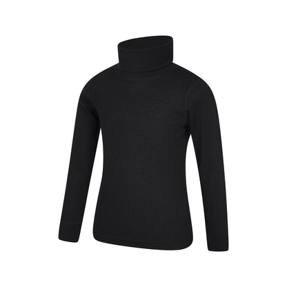 Black - Side - Mountain Warehouse Childrens-Kids Talus Roll Neck Long-Sleeved Top