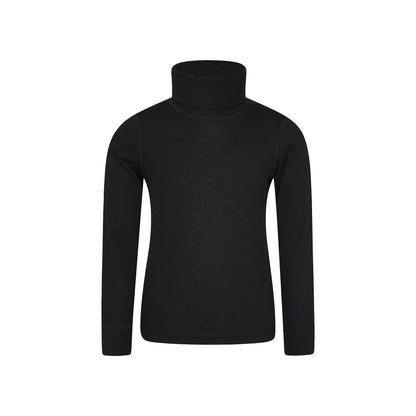 Black - Front - Mountain Warehouse Childrens-Kids Talus Roll Neck Long-Sleeved Top