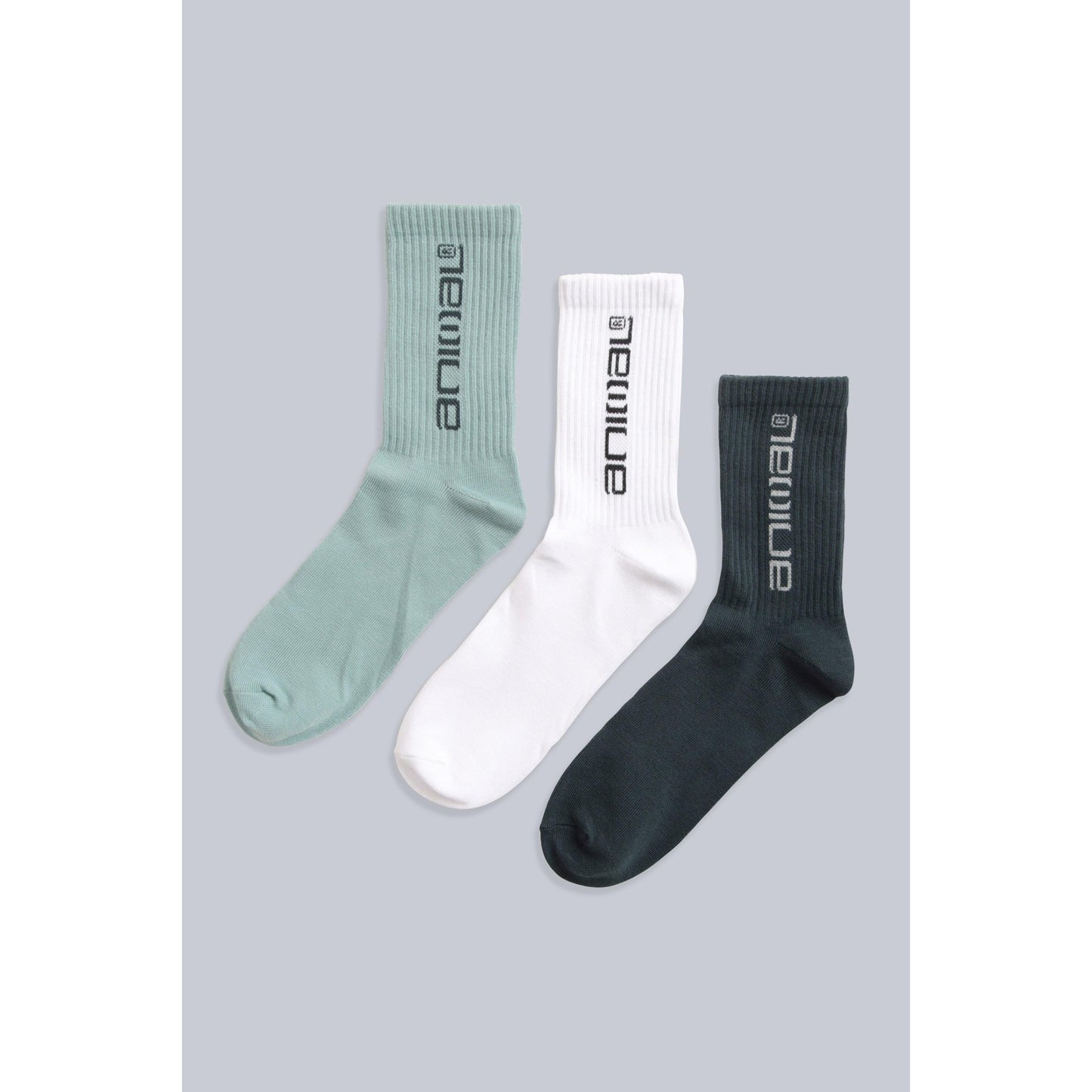 Pale Blue-White-Charcoal - Front - Animal Mens Austin Recycled Ankle Socks (Pack of 3)