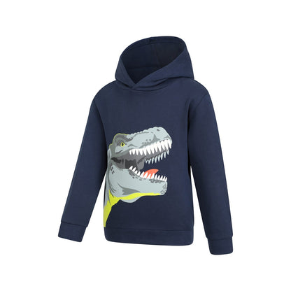 Navy - Side - Mountain Warehouse Childrens-Kids Puff Dinosaur Organic Hoodie