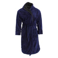 Navy-Black - Front - Harvey James Mens Soft Hooded Fluffy Dressing Gown