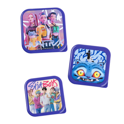 Multicoloured Print - Back - K-Pop Demon Hunters Girls Characters Lunch Bag and Bottle Set