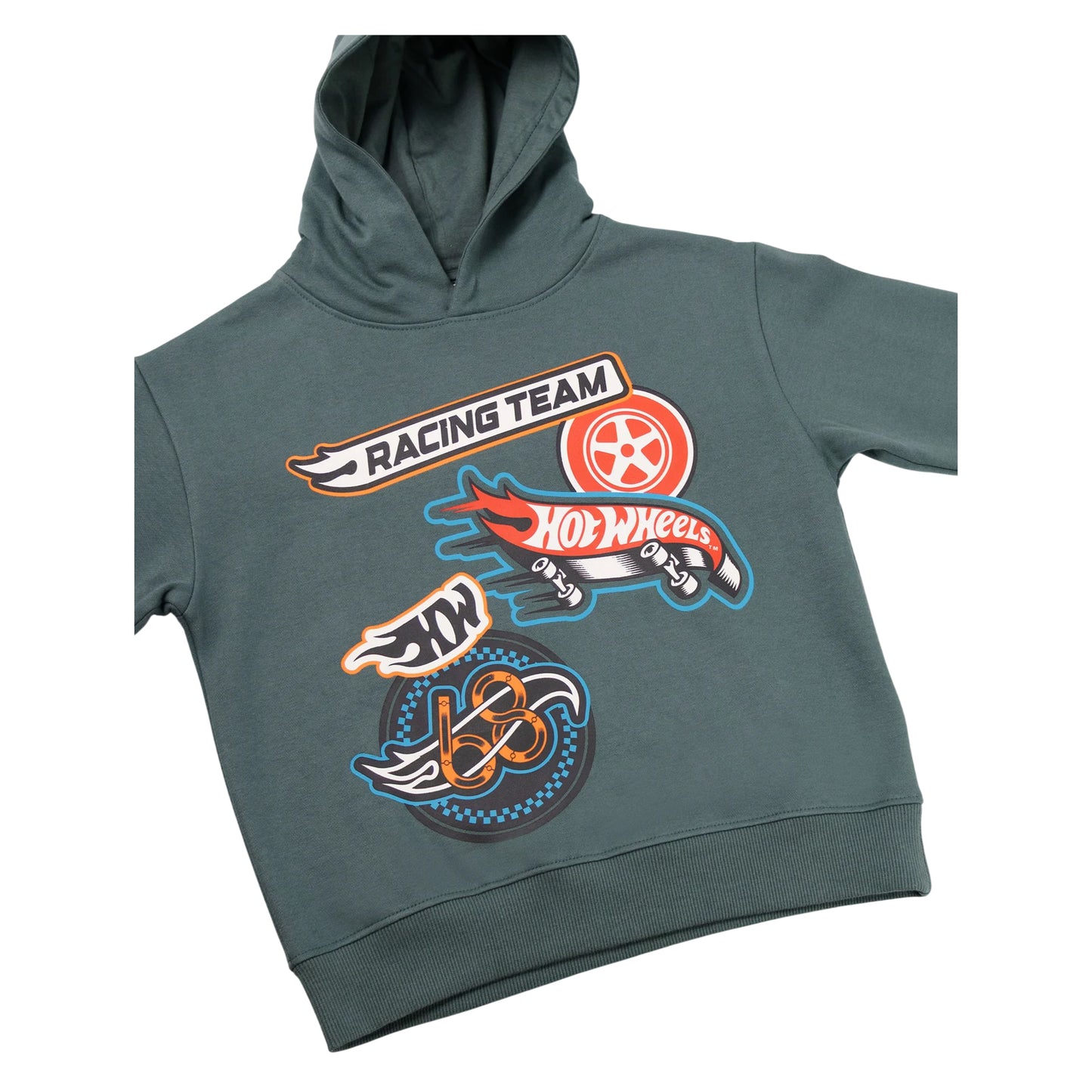 Dark Green - Side - Hot Wheels Boys Printed Hoodie And Joggers Set