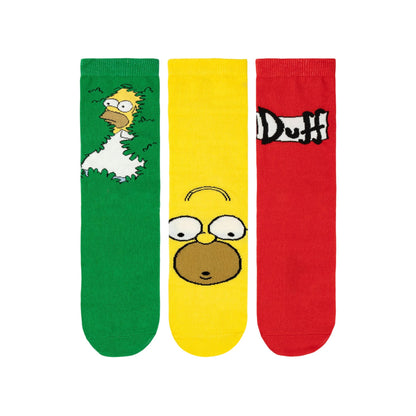 Multicoloured - Front - The Simpsons Mens Homer Simpson Calf-Length Socks (Pack of 3)