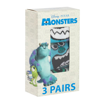Multicoloured - Side - Monsters Inc Mens Mike & Sulley Calf-Length Socks (Pack of 3)