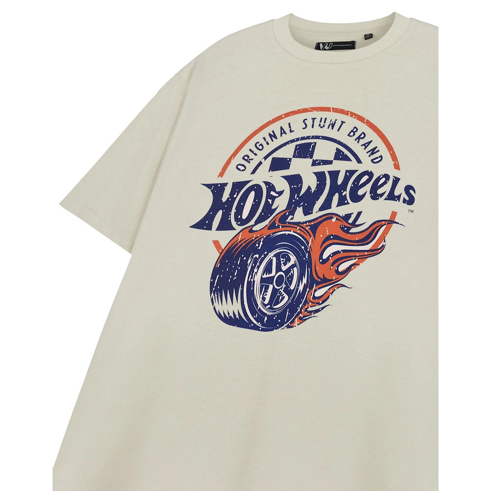 Oatmeal - Side - Hot Wheels Mens Original Stunt Brand Short-Sleeved T-Shirt
