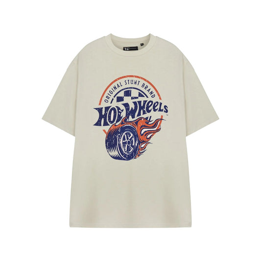 Oatmeal - Front - Hot Wheels Mens Original Stunt Brand Short-Sleeved T-Shirt