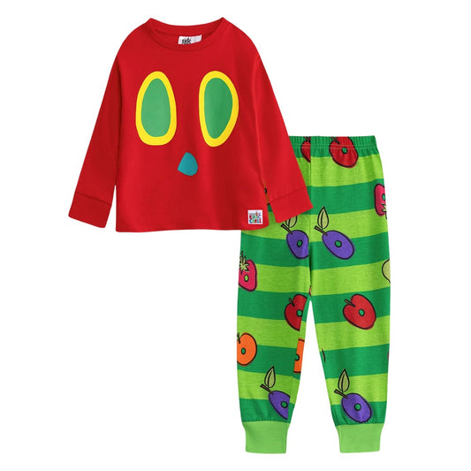 Red - Front - The Very Hungry Caterpillar Childrens-Kids Eric Carle Long-Sleeved Long Pyjama Set