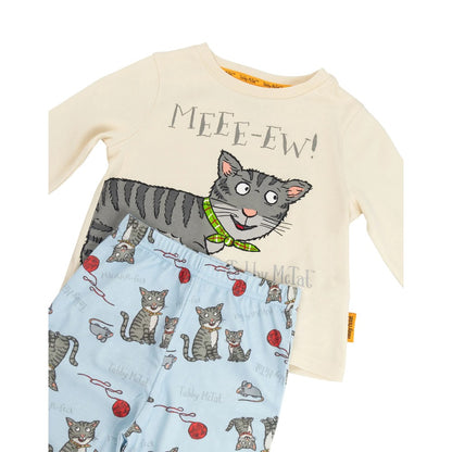 Multicoloured - Back - Tabby McTat Childrens-Kids Meee-ew Long-Sleeved Long Pyjama Set