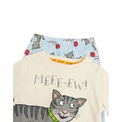 Multicoloured - Side - Tabby McTat Childrens-Kids Meee-ew Long-Sleeved Long Pyjama Set