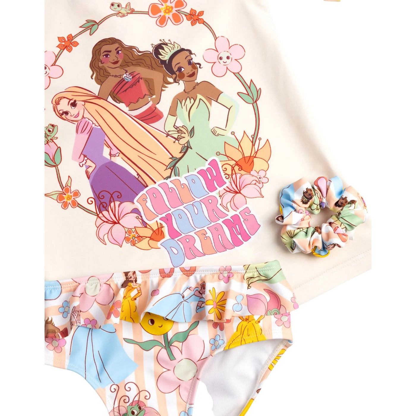 Pink-Multicoloured - Back - Disney Princess Girls Swim Set