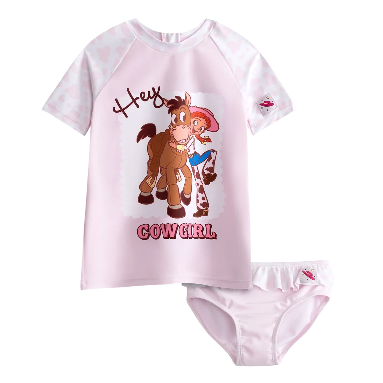 Pink-White - Front - Toy Story Girls Jessie & Bullseye Two-Piece Swimsuit