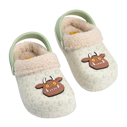 Brown-White-Green - Side - The Gruffalo Childrens-Kids Character Face Clogs