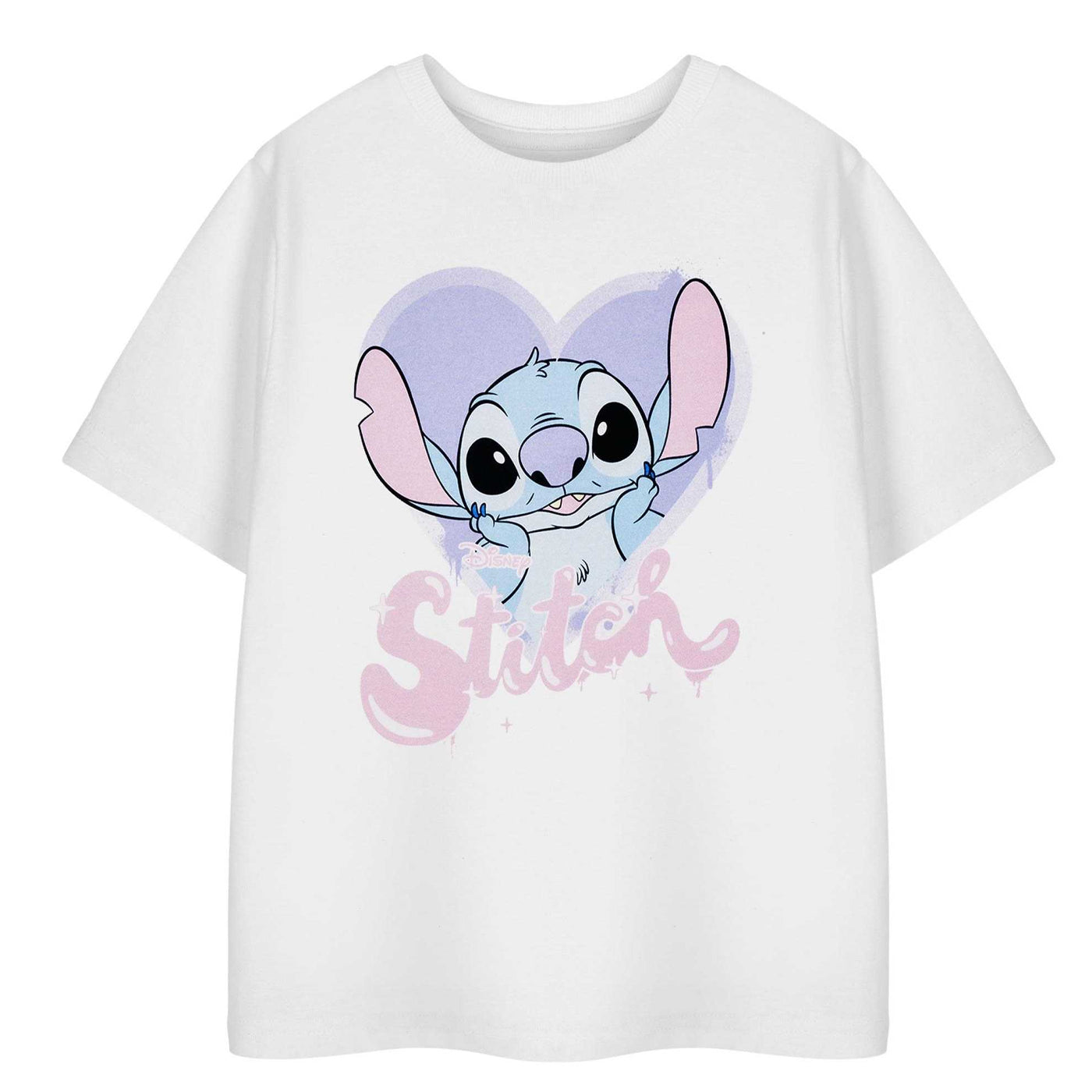 White - Front - Lilo & Stitch Girls Heart Short-Sleeved T-Shirt