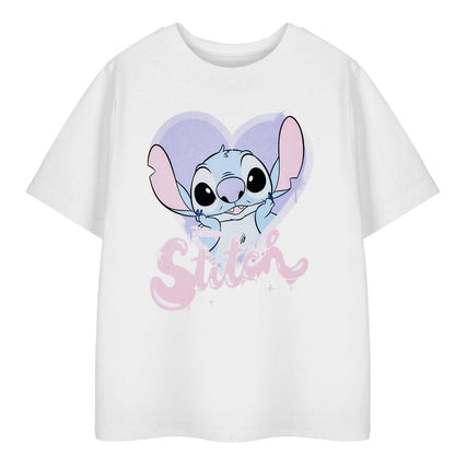 White - Front - Lilo & Stitch Girls Heart Short-Sleeved T-Shirt