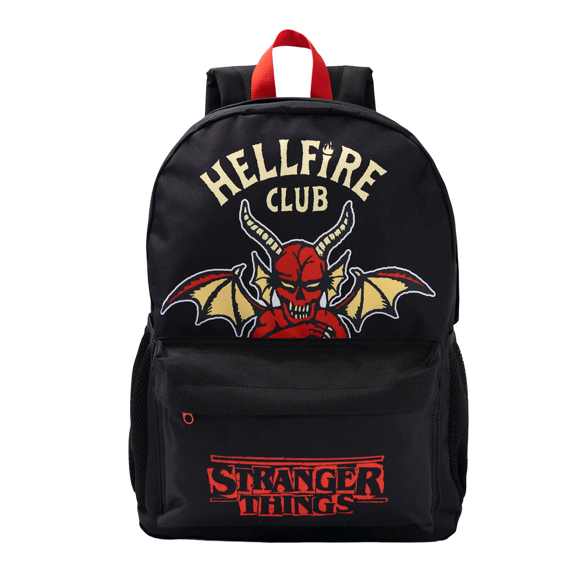 Black - Front - Stranger Things Hellfire Club Graphic Print Polyester Backpack