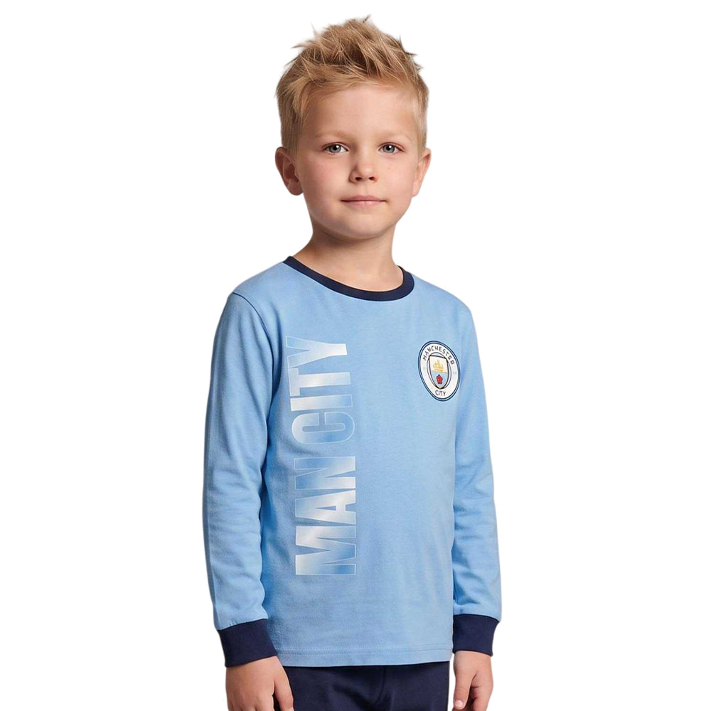 Blue - Back - Manchester City FC Boys Cotton Pyjama Set