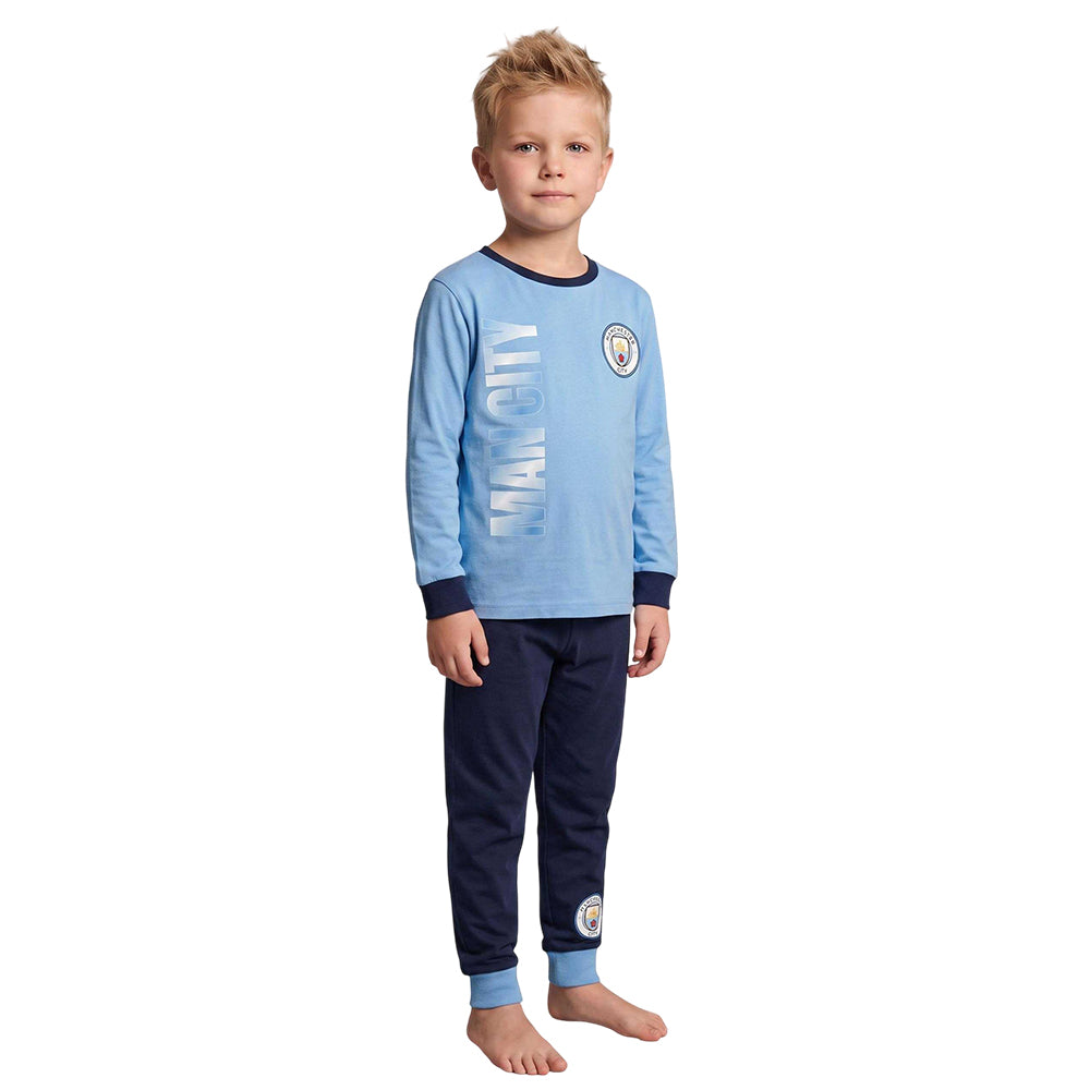 Blue - Front - Manchester City FC Boys Cotton Pyjama Set