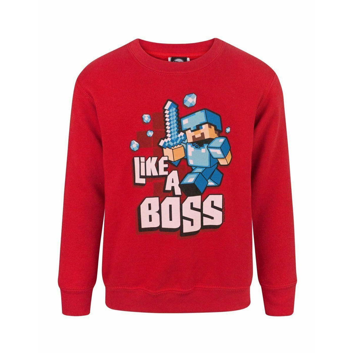 Red - Front - Minecraft Childrens-Boys Official Like A Boss Sweatshirt