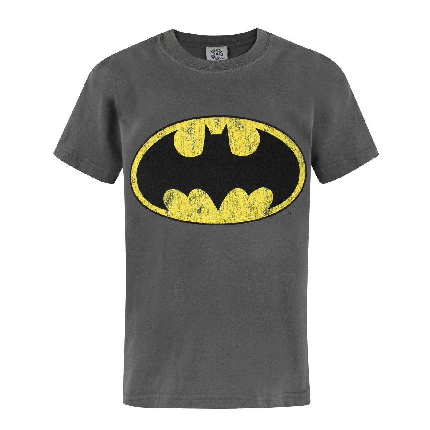 Charcoal Grey - Front - Batman Childrens-Boys Official Distressed Logo T-Shirt