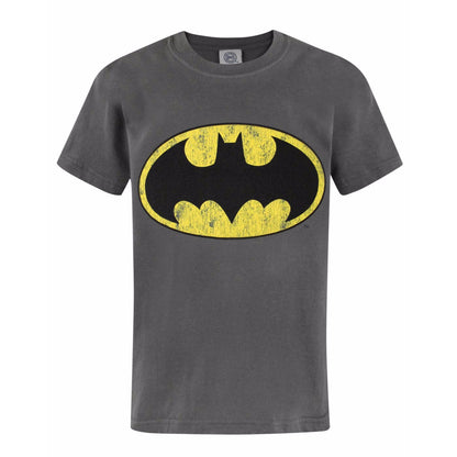 Dark Charcoal - Front - Batman Childrens-Boys Official Distressed Logo T-Shirt