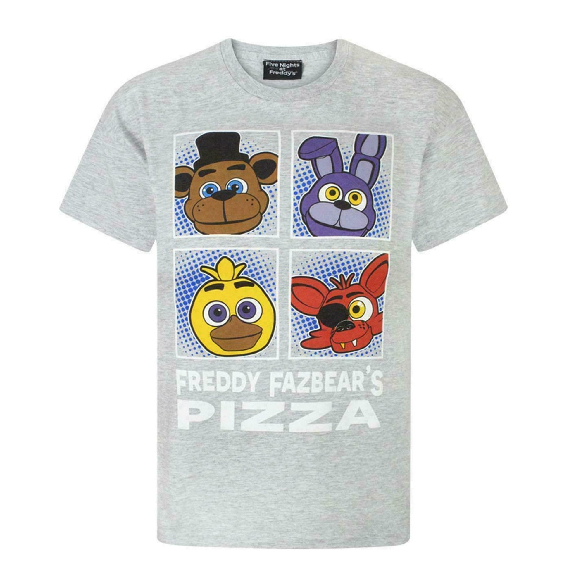 Light Grey-Navy - Back - Five Nights At Freddys Childrens-Boys Character Panel Pyjama Set