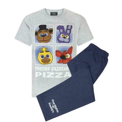 Light Grey-Navy - Pack Shot - Five Nights At Freddys Childrens-Boys Character Panel Pyjama Set
