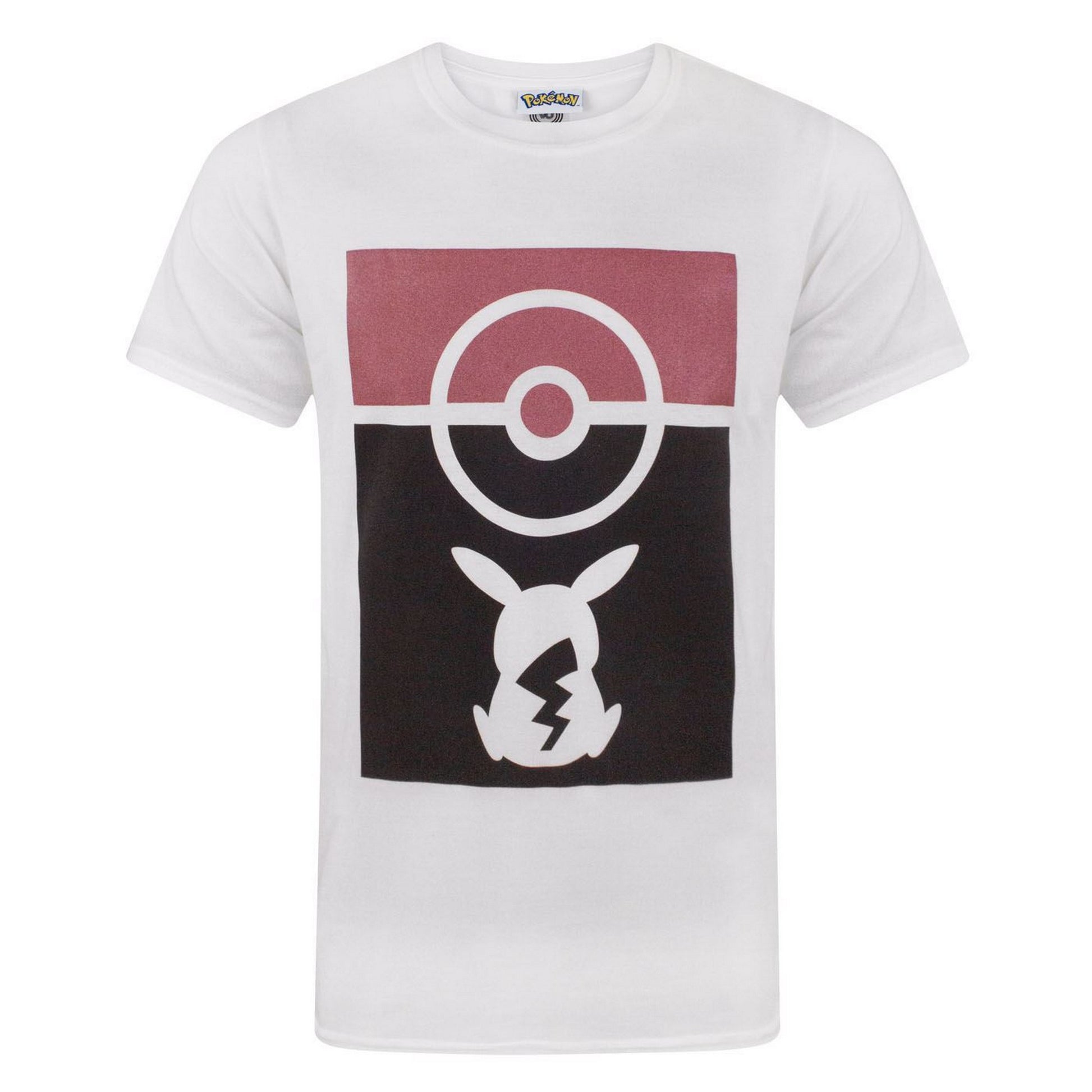 White - Front - Pokemon Mens Pokeball Pikachu Silhouette T-Shirt