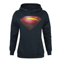 Blue - Front - Superman Womens-Ladies Man Of Steel Logo Hoodie