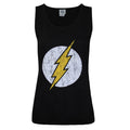 Black - Front - Flash Womens-Ladies Distressed Logo Vest