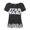 Black - Front - Star Wars Womens-Ladies Logo Fringe Top