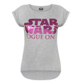 Grey-Pink - Front - Star Wars Womens-Ladies Rogue One Dipped Hem T-Shirt