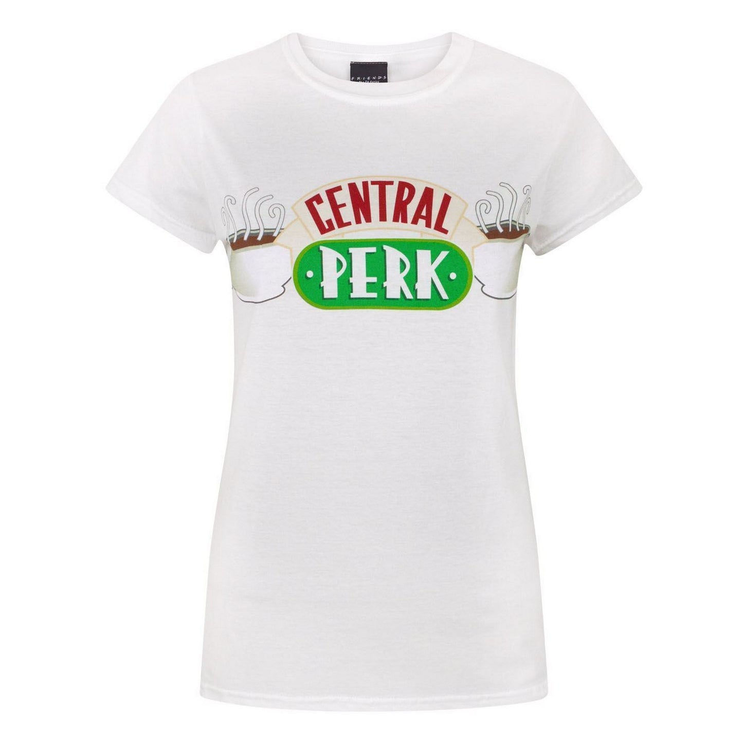 White - Front - Friends Womens-Ladies Central Perk T-Shirt