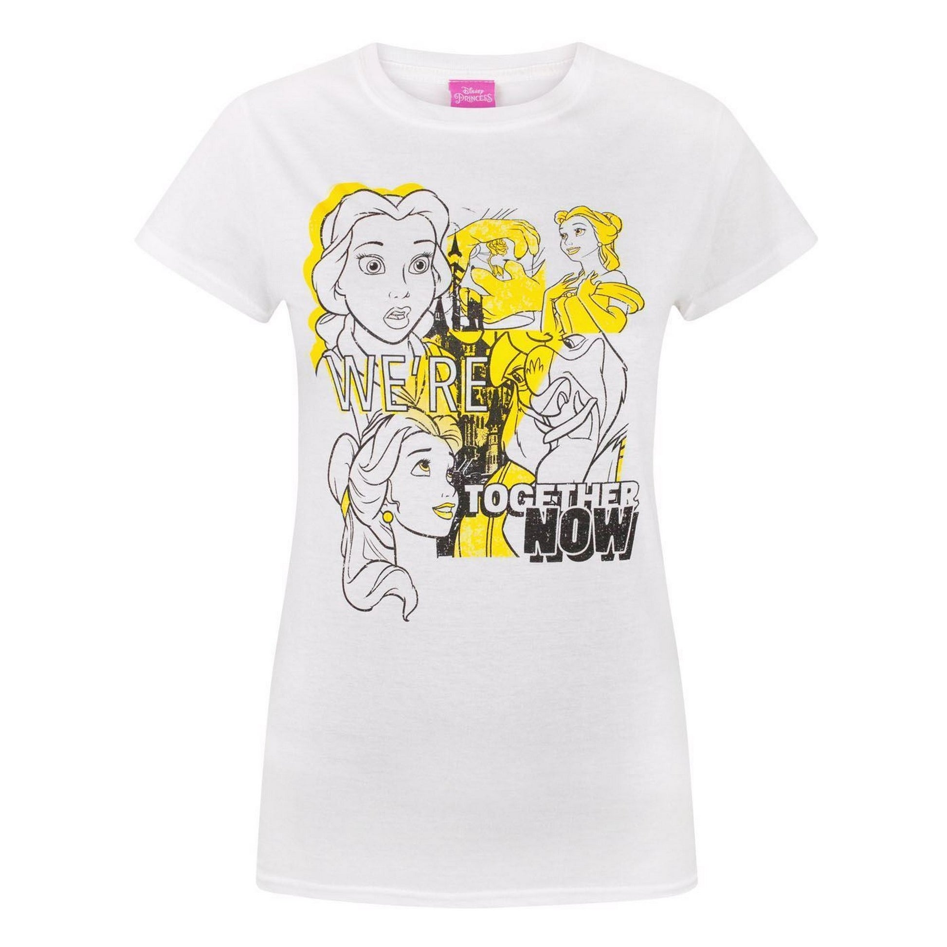 White - Front - Disney Womens-Ladies Beauty And The Beast Belle Together T-Shirt