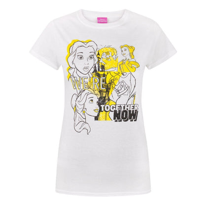 White - Front - Disney Womens-Ladies Beauty And The Beast Belle Together T-Shirt