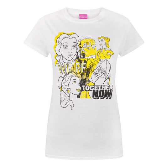 White - Front - Disney Womens-Ladies Beauty And The Beast Belle Together T-Shirt