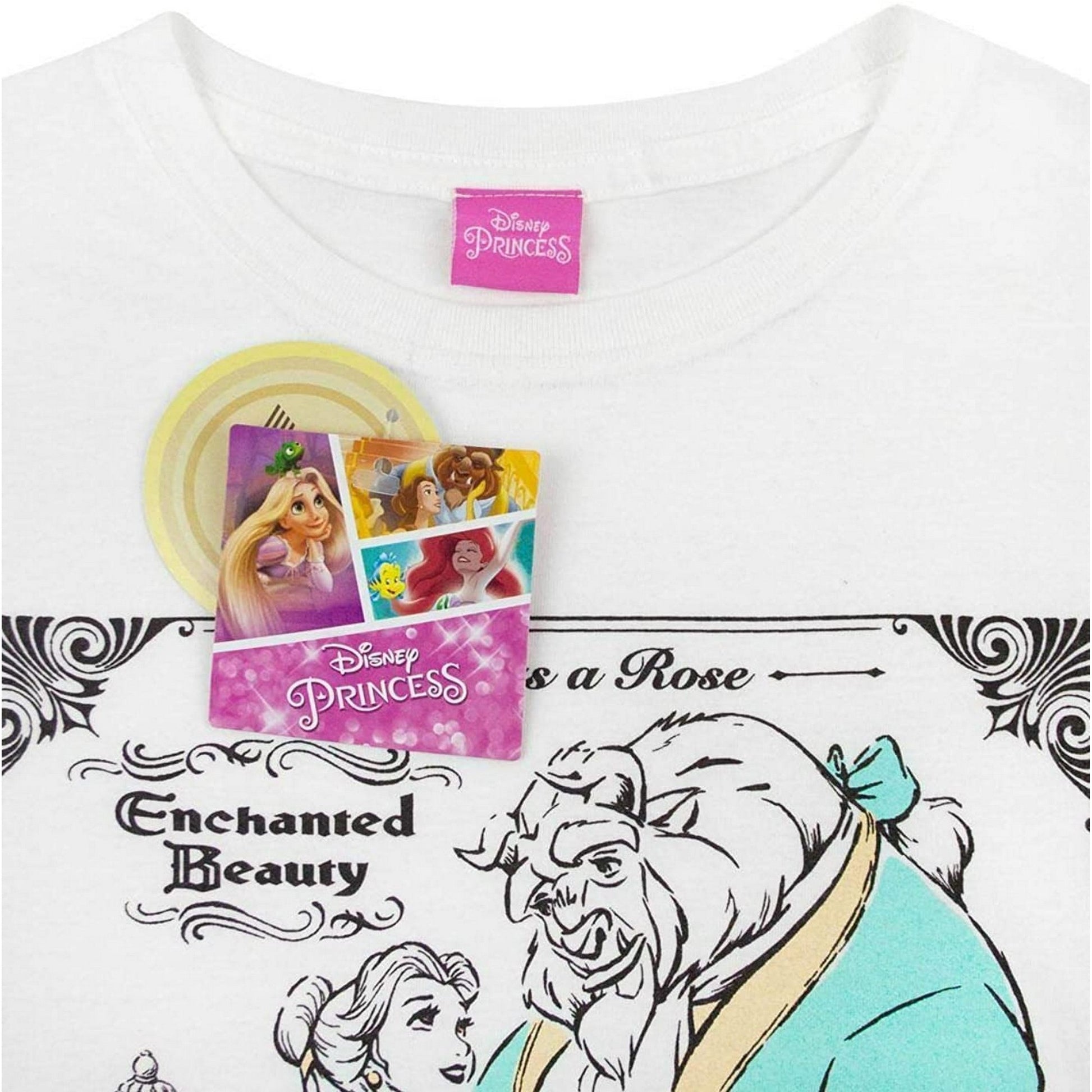 White - Back - Disney Womens-Ladies Beauty And The Beast Poster T-Shirt