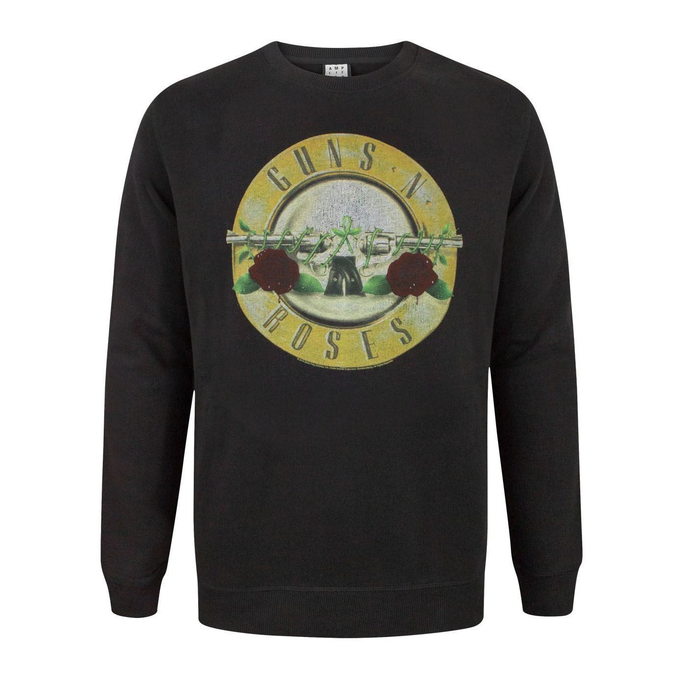 Black - Front - Amplified Guns N Roses Mens Drum Sweatshirt