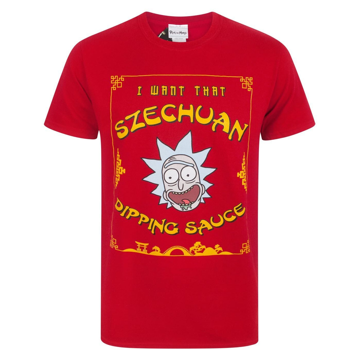 Red - Front - Rick And Morty Mens Szechuan Dipping Sauce T-Shirt