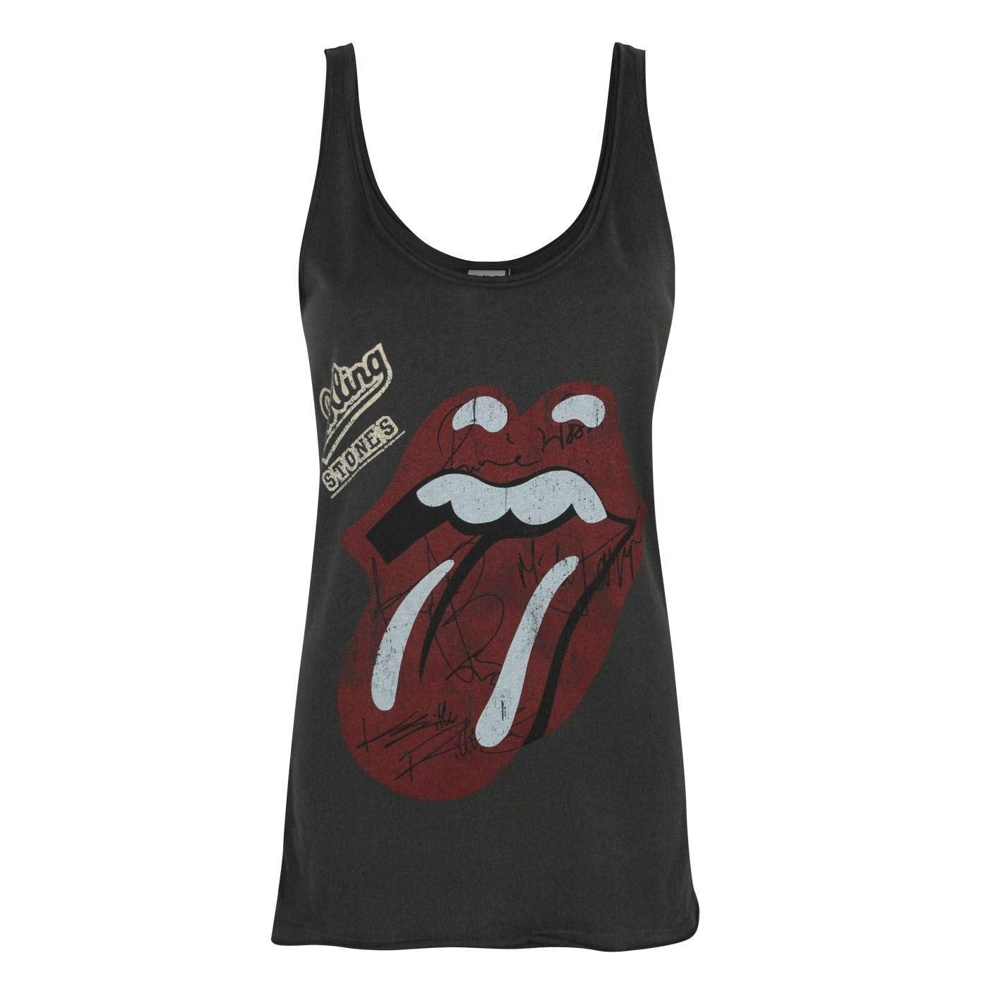 Charcoal - Front - Amplified Womens-Ladies Rolling Stones Autograph Tank Top