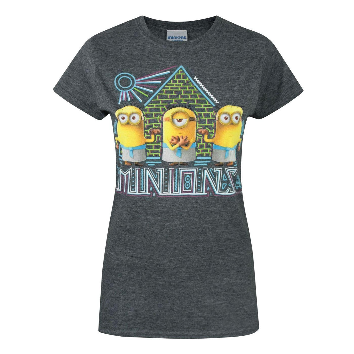 Charcoal - Front - Minions Womens-Ladies Egyptian T-Shirt