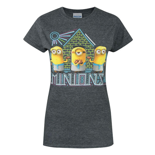 Charcoal - Front - Minions Womens-Ladies Egyptian T-Shirt