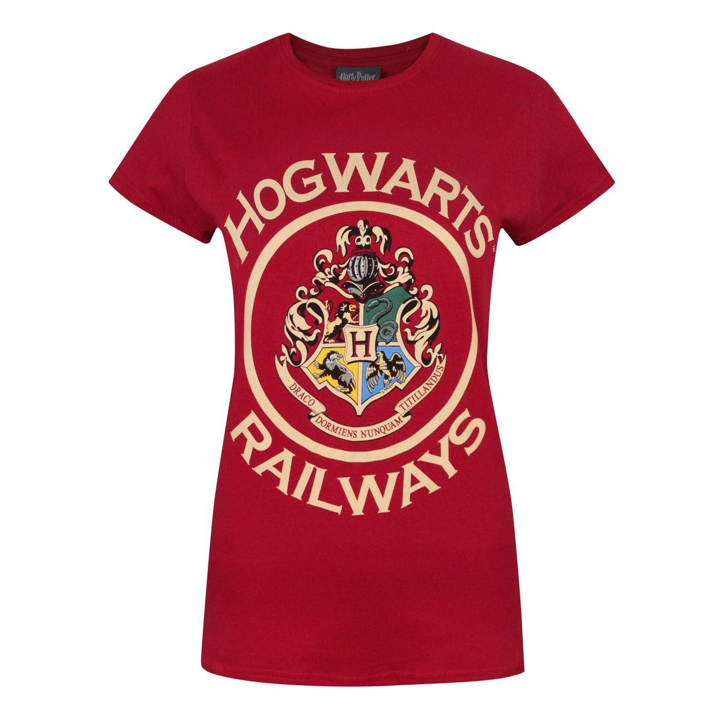 Red - Front - Harry Potter Womens-Ladies Hogwarts Railways T-Shirt