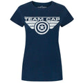 Blue - Front - Captain America Womens-Ladies Civil War Team Cap Distressed T-Shirt