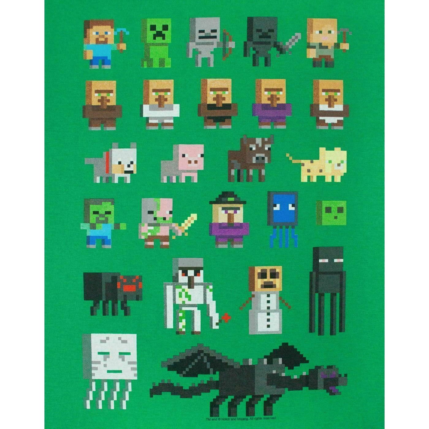 Green - Side - Minecraft Official Boys Sprites Characters T-Shirt
