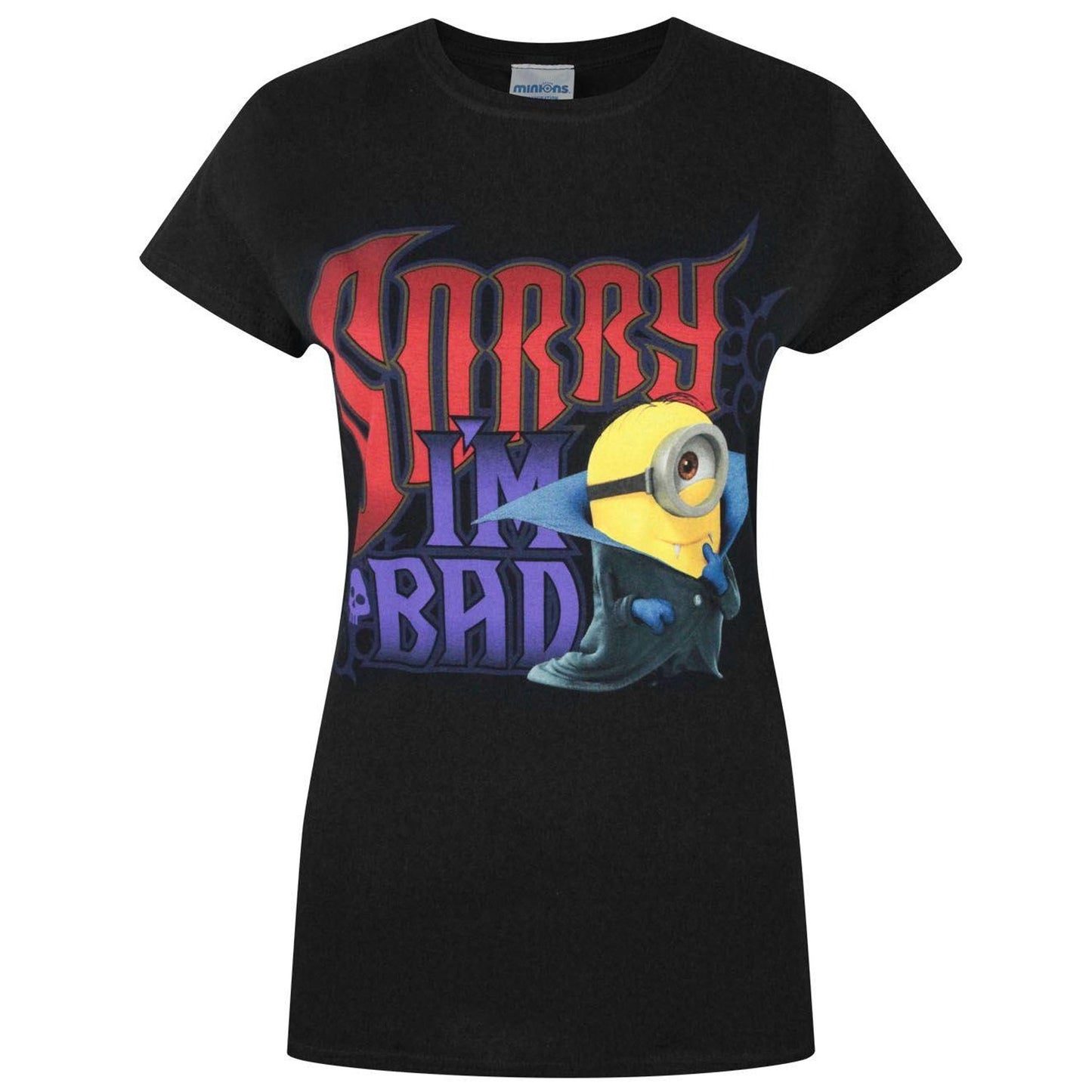 Black - Front - Minions Womens-Ladies Sorry I`m Bad T-Shirt