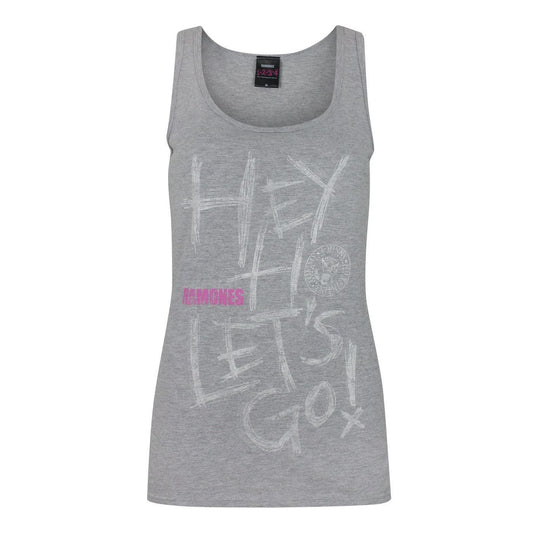 Grey - Front - Ramones Womens-Ladies Hey Ho Tank Top