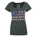 Charcoal - Front - Amplified Womens-Ladies Run DMC USA Diamante T-Shirt