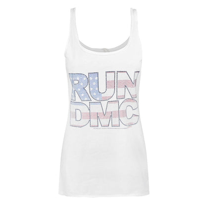 Charcoal - Front - Amplified Womens-Ladies Run DMC USA Diamante Tank Tops